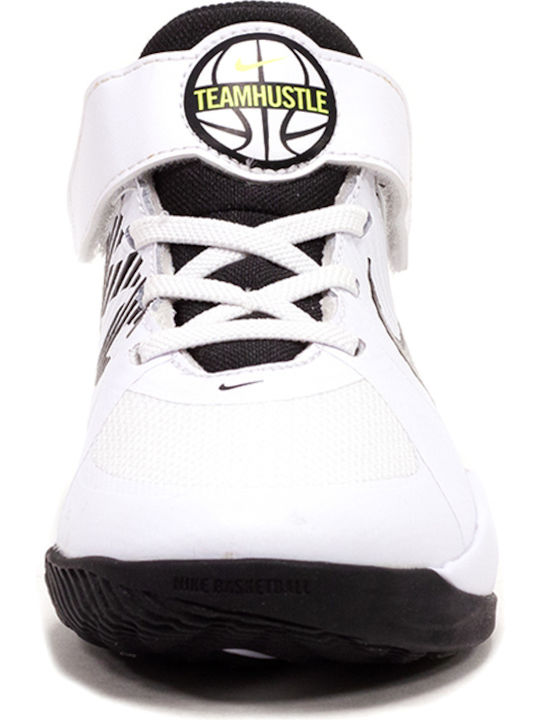 Hustle Team Hustle Kinder Sportschuhe Basketball mit Bügel- und Schleifenverschluss White / Black / Volt