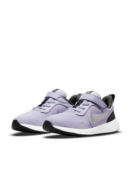 Kids Sports Shoes Running Revolution 5 Lilac / Metallic Silver / Dark Smoke Grey