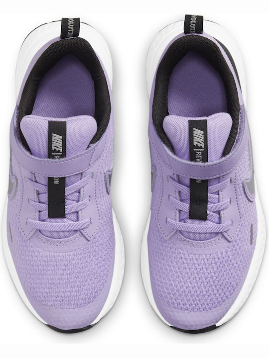 Kids Sports Shoes Running Revolution 5 Lilac / Metallic Silver / Dark Smoke Grey