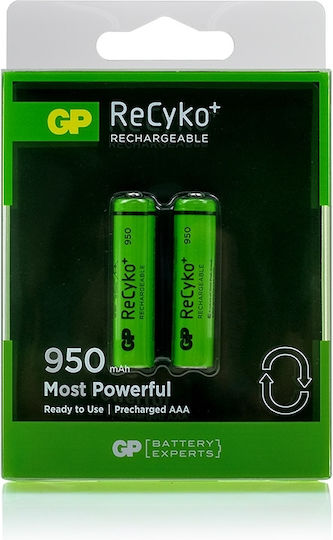 GP Batteries Recyko+ Επαναφορτιζόμενες Μπαταρίες AAA Ni-MH 950mAh 1.2V 4τμχ