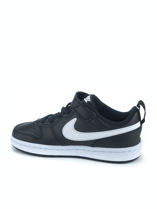 Court Court Borough 2 Kids Sports Shoes Basketball with Hoop & Loop Closure Black / White