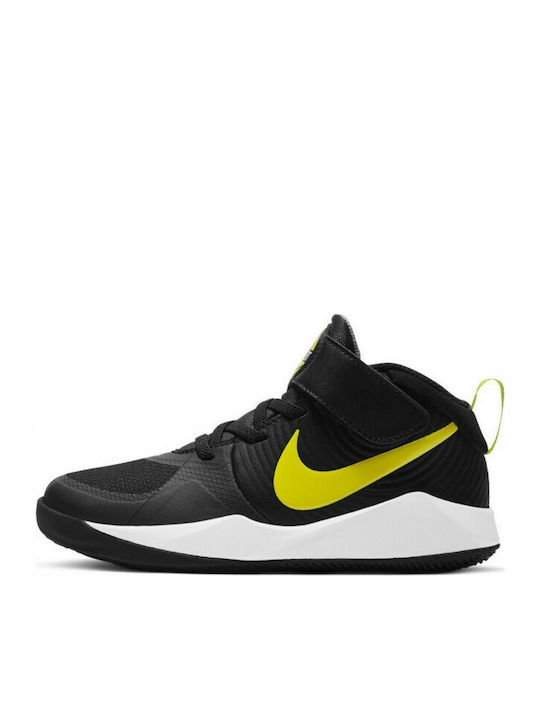 Hustle Team Hustle D9 Kids Sports Shoes Basketball with Hoop & Loop Closure Black / High Voltage / Light Smoke Grey