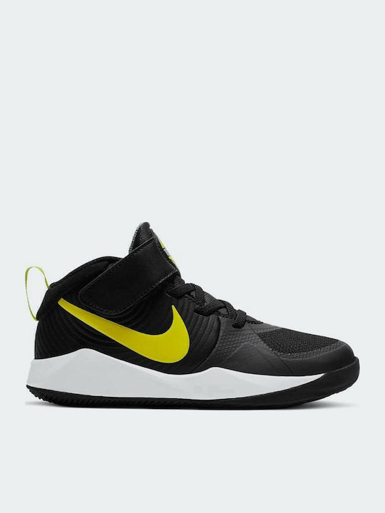 Hustle Team Hustle D9 Kids Sports Shoes Basketball with Hoop & Loop Closure Black / High Voltage / Light Smoke Grey