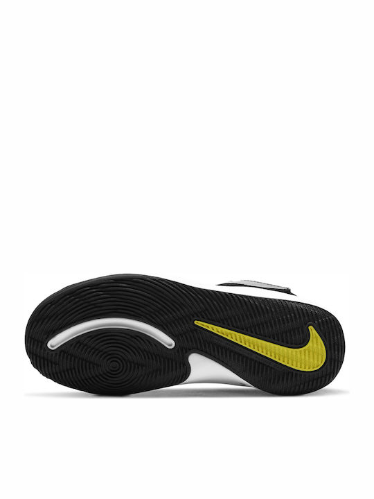 Hustle Team Hustle D9 Kids Sports Shoes Basketball with Hoop & Loop Closure Black / High Voltage / Light Smoke Grey