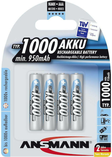 Ansmann Επαναφορτιζόμενες Μπαταρίες AAA Ni-MH 1000mAh 1.2V 4τμχ