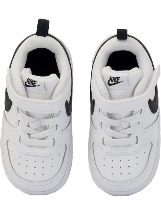 Court Borough Low 2 Kids Sports Shoes with Hoop & Loop Closure White Black