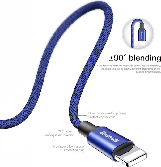 Baseus Yiven Плетена USB-A към Lightning кабел Син 1.8м (CALYW-A13)