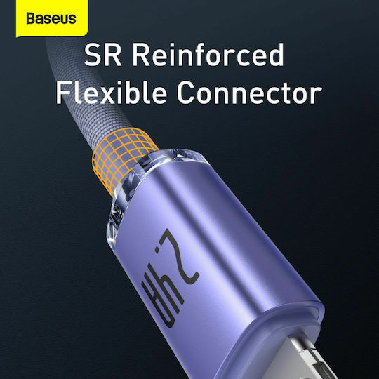 Baseus Crystal Shine Плетена USB-A към Lightning кабел Лилав 1.2м (CAJY000005)