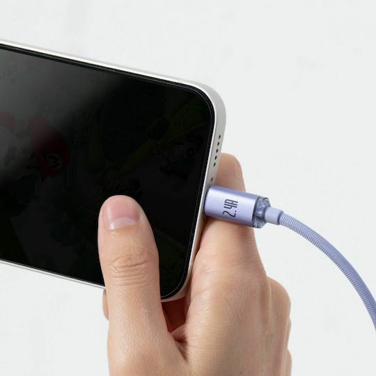 Baseus Crystal Shine Плетена USB-A към Lightning кабел Лилав 1.2м (CAJY000005)