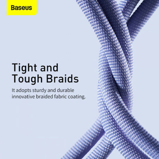 Baseus Crystal Shine Плетена USB-A към Lightning кабел Лилав 2м (CAJY000105)