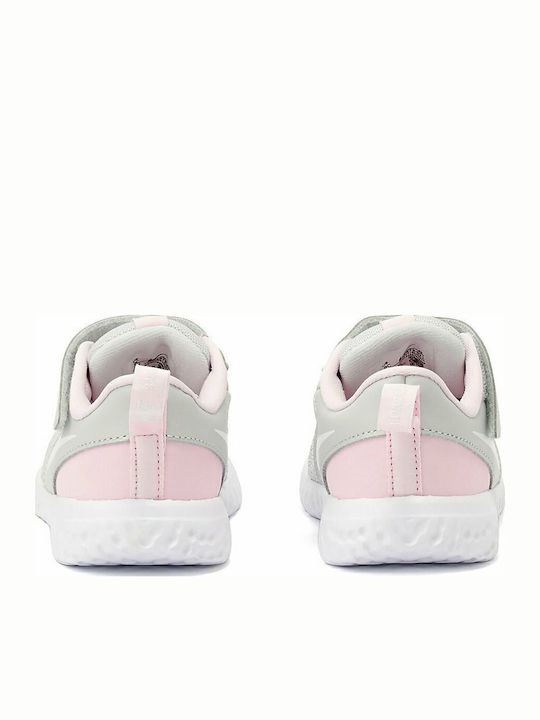 Revolution Revolution 5 Kids Sports Shoes Running with Hoop & Loop Closure Photon Dust / White / Pink Foam