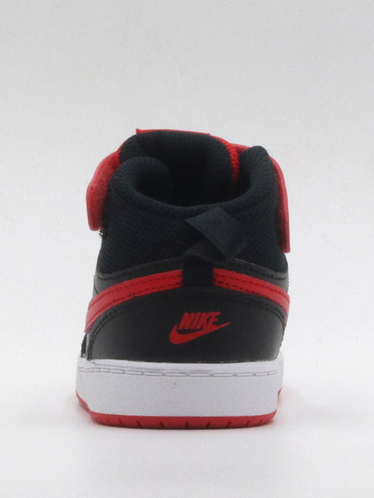 Court Court Borough MID 2 TDV Kids Sports Shoes with Hoop & Loop Closure Black / White / University Red