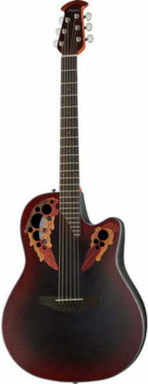 Ovation Akustisch Gitarre Elite Celebrity Mid Depth Ausschnitt Rot / Sunburst