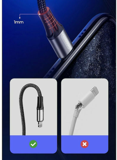 Joyroom S-1530N1 Geflochten USB-A zu Lightning Kabel Schwarz 1.5m
