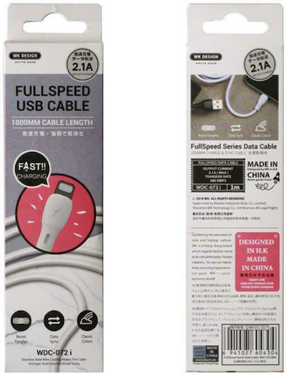 WK WDC-072i USB-A to Lightning Cable White 1m (250407)