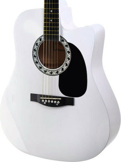 Jacky Jackson Akustisch Gitarre J.J Cherry Stone 801C Ausschnitt Weiß