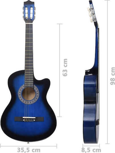 vidaXL Ακουστική Κιθάρα Cutaway Blue