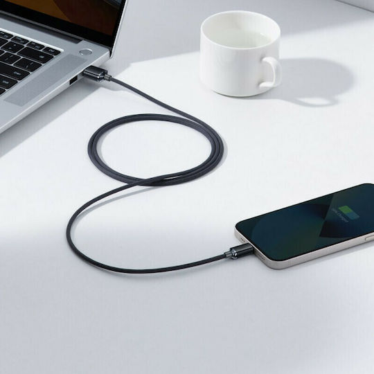 Baseus Crystal Shine Плетена USB-A към Lightning кабел Черен 1.2м (CAJY000001)