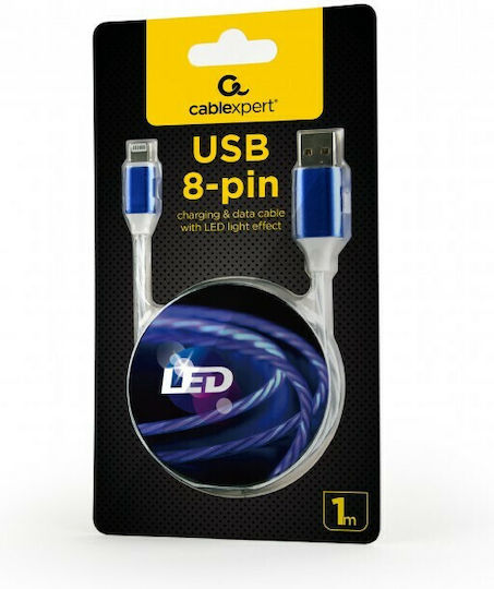 Cablexpert LED USB to Lightning Cable Μπλε 1m (CC-USB-8PLED-B-1M)