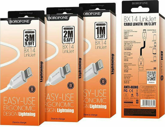 Borofone LinkJet BX14 USB to Lightning Cable Λευκό 3m