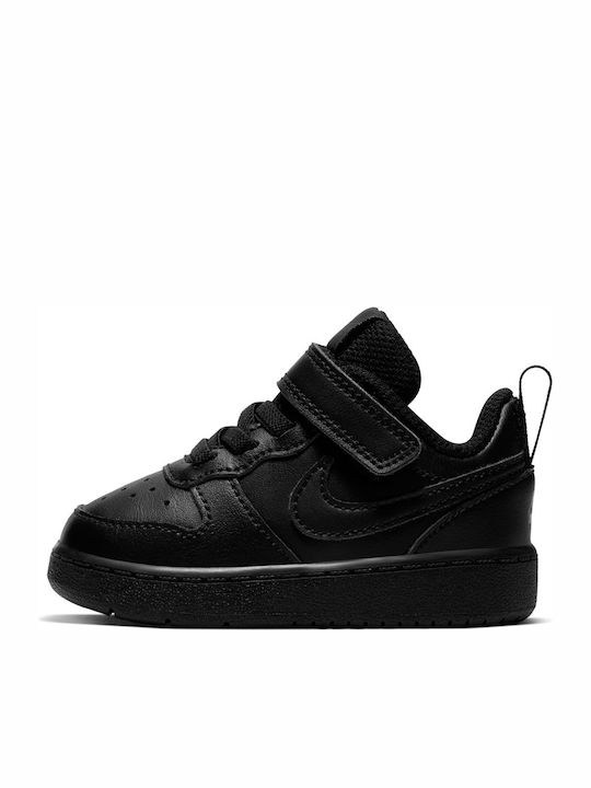 Court Borough Low 2 TDV Kids Sports Shoes with Hoop & Loop Closure Black
