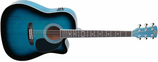 Soundsation Akustisch Gitarre Yellowstone DNCE-BLS Blue Ausschnitt Rot
