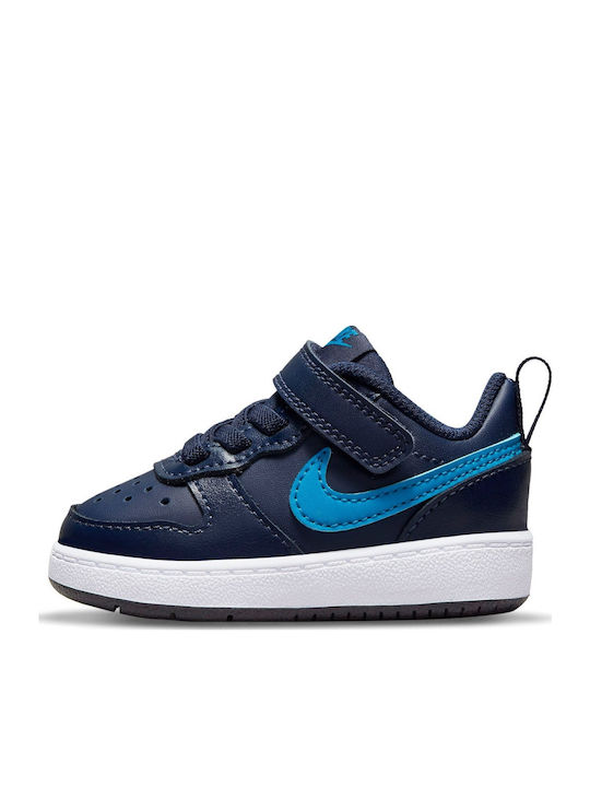 Court Borough Kids Sports Shoes with Hoop & Loop Closure Midnight Navy Imperial Blue Black
