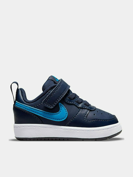 Court Borough Kids Sports Shoes with Hoop & Loop Closure Midnight Navy Imperial Blue Black