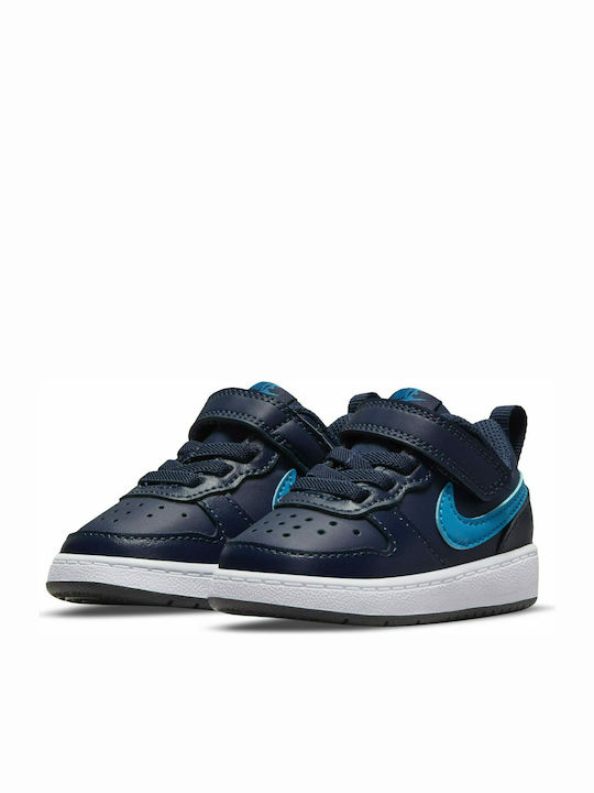 Court Borough Kids Sports Shoes with Hoop & Loop Closure Midnight Navy Imperial Blue Black