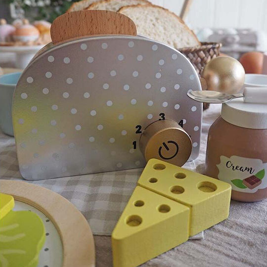 Jabadabado Children's Household Appliance Set Toaster with Breakfast Ingredients made of Wood