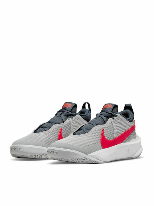 Hustle Team Hustle 10 Kids Sports Shoes Basketball with Laces Light Smoke Grey / Bright Crimson