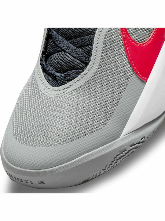 Hustle Team Hustle 10 Kids Sports Shoes Basketball with Laces Light Smoke Grey / Bright Crimson