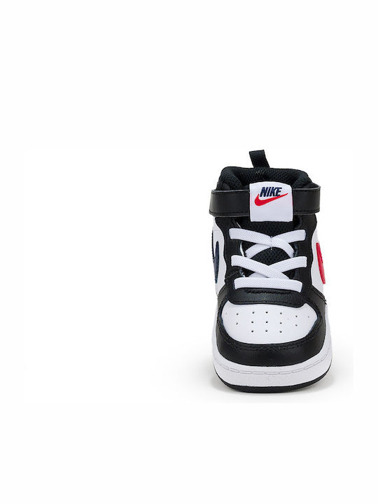 Court Borough MID 2 Kids Sneakers High with Hoop & Loop Closure White
