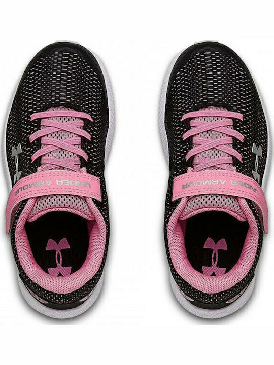 Pre School UA Pursuit 2 AC Kids Sports Shoes Running with Hoop & Loop Closure Black