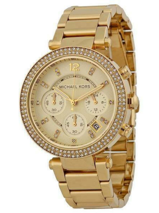 Michael Kors Parker Women's Watch Chronograph with Gold Metal Bracelet
