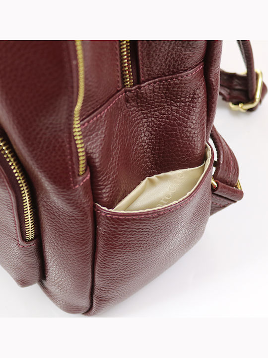 Leather Women's Bag Backpack Burgundy