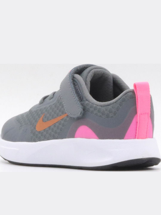 Wearallday Kids Sports Shoes Running with Hoop & Loop Closure Smoke Grey / Metallic Copper / Pink Glow