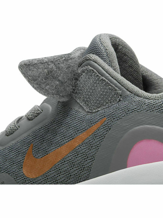 Wearallday Kids Sports Shoes Running with Hoop & Loop Closure Smoke Grey / Metallic Copper / Pink Glow