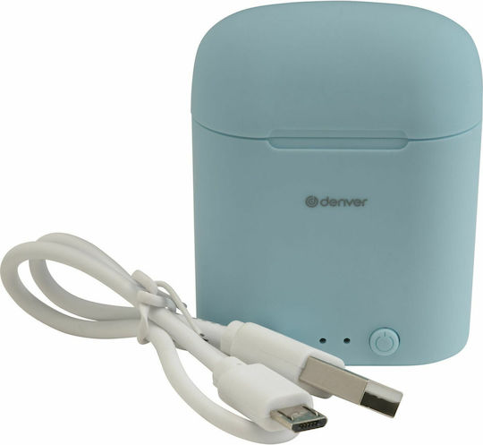 Denver TWE-46 In ear Bluetooth хендсфри Слушалки с Кутийка за Зареждане Светлосиньо