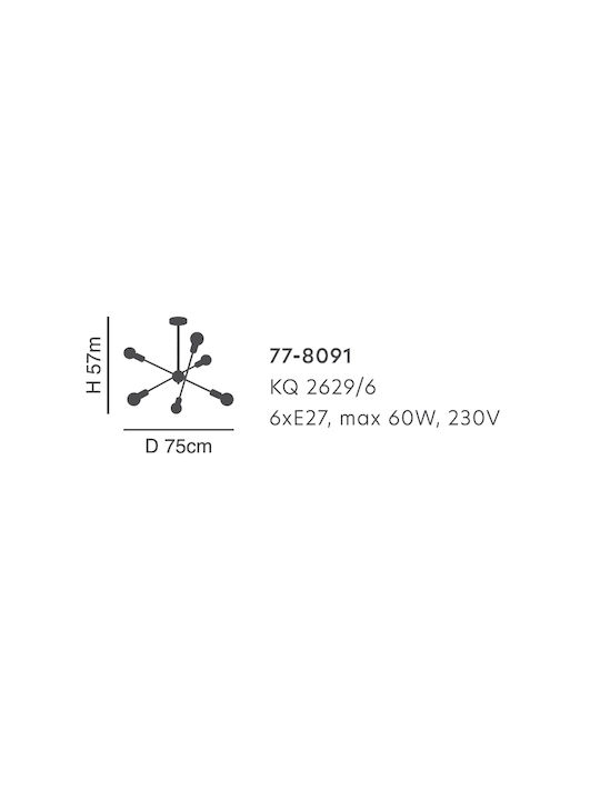 Home Lighting Gwen Pendant Light Black with Socket E27 75x75x57cm