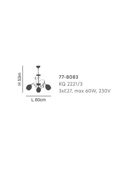 Home Lighting KQ 2221/5 Ferrow Κρεμαστό Φωτιστικό Ασημί με Κρύσταλλα για 5 Λαμπτήρες E27 60x60x53εκ.