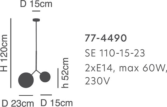 Home Lighting Prato Висящо Осветително Тяло Златист с Цокъл E14, E.14 48см.