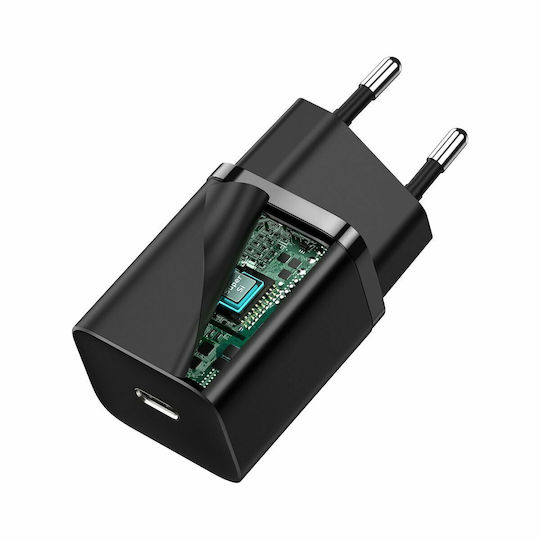 Baseus Charger Without Cable with USB-C Port 30W Power Delivery Blacks (Super Si)