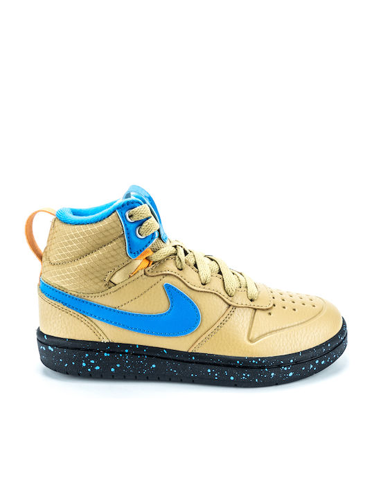 Court Court Borough Mid 2 Boot PS Kids Sports Shoes with Laces Club Gold / Blue Hero / Kumquat