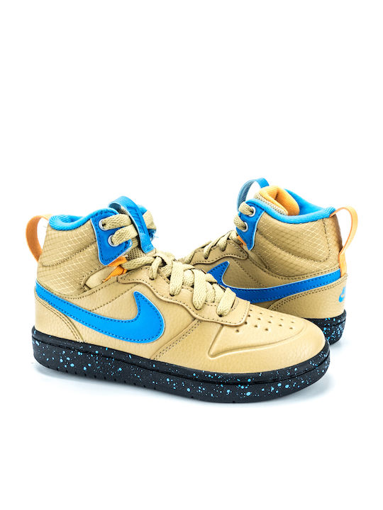 Court Court Borough Mid 2 Boot PS Kids Sports Shoes with Laces Club Gold / Blue Hero / Kumquat