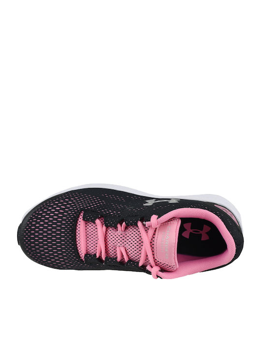 Grade School UA Charged Pursuit 2 Kids Sports Shoes Running with Laces Black