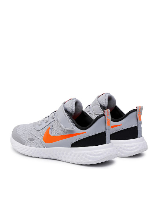 Revolution Revolution 5 PSV Kids Sports Shoes Running with Hoop & Loop Closure Lt Smoke Grey / Total Orange