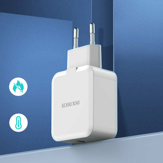 Dux Ducis Incarcător Fără Fir Cu Port USB-C 30W SuperCharge Livrarea Energiei Quick Charge 3.0 Alb C100