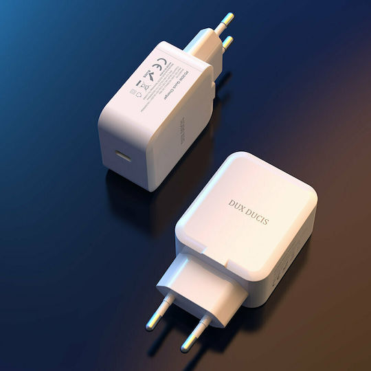 Dux Ducis Incarcător Fără Fir Cu Port USB-C 30W SuperCharge Livrarea Energiei Quick Charge 3.0 Alb C100