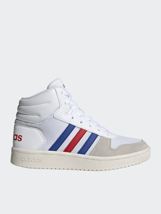 Hoops Hoops 2.0 Mid K Kids Sports Shoes Basketball with Laces Cloud White / Collegiate Royal / Scarlet